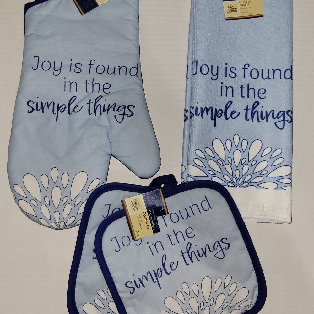 4 Piece Home Collection Blue Kitchen Set (Joy Is Found In The Simple Thsings)